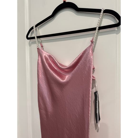 MSRP $129 HAMMERED SATIN COWL NECK PEARL STRAP MAXI DRESS S | SAME DAY SHIP - Picture 6 of 10